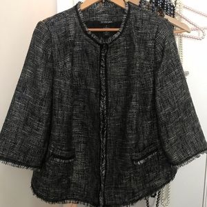 Lane Bryant Black/white/silver Tweed Jacket